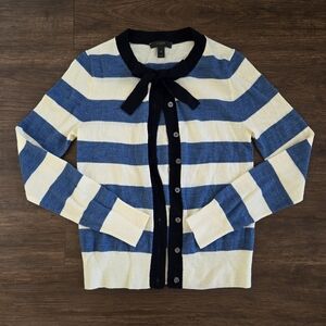 J. Crew Striped Tie Neck 100% Merino Wool Jackie Cardigan